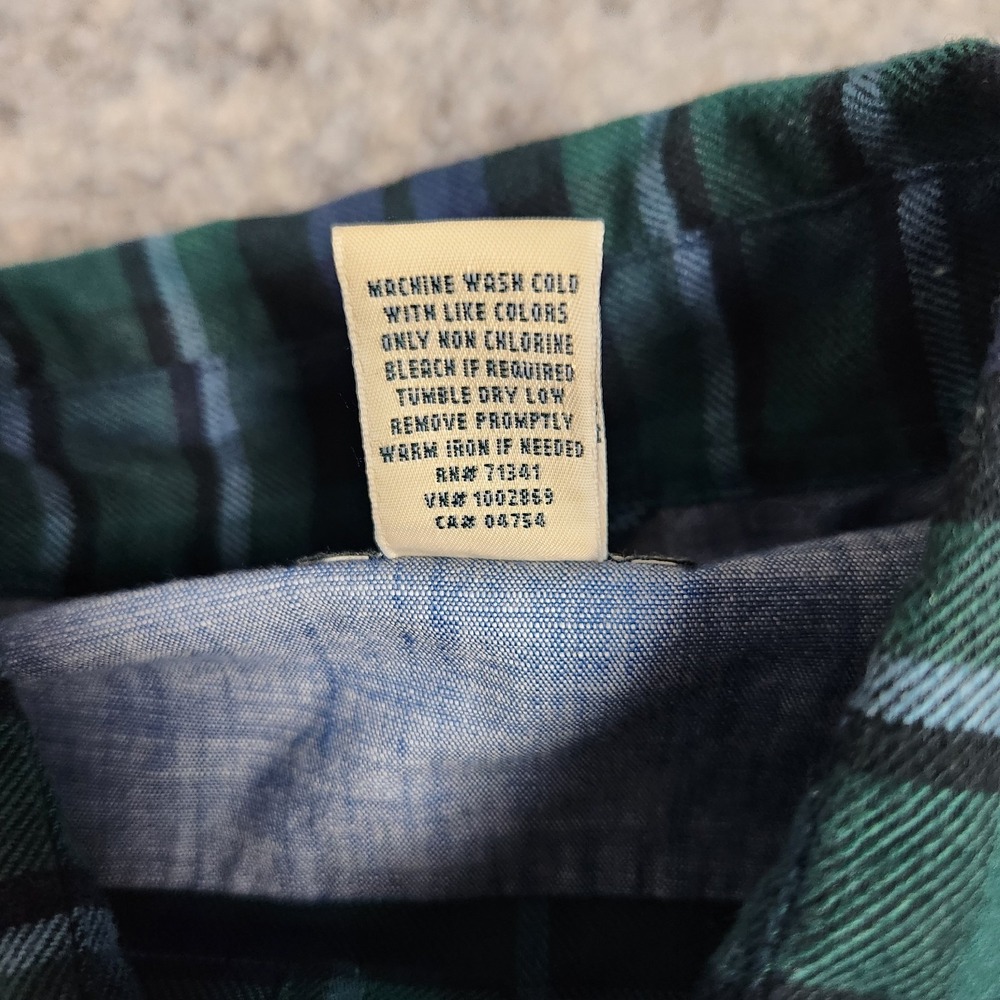 L.L. Bean Flannel Shirt BeanFlex Men M Reg Green Blue Scotch Plaid Button Up - Picture 6 of 6